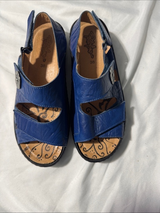 Portofino Shoes - Portofino Leather Comfort Sandals EU 38 US 7–7.5 Blue Walking Travel Non Slip